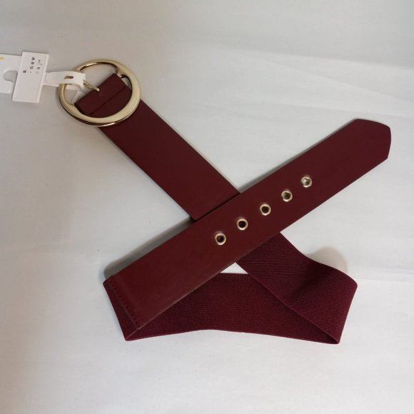 a new day Accessories - A New Day Women's Burgundy Stretch Fashion Belt w/ Gold Tone Buckle NWT